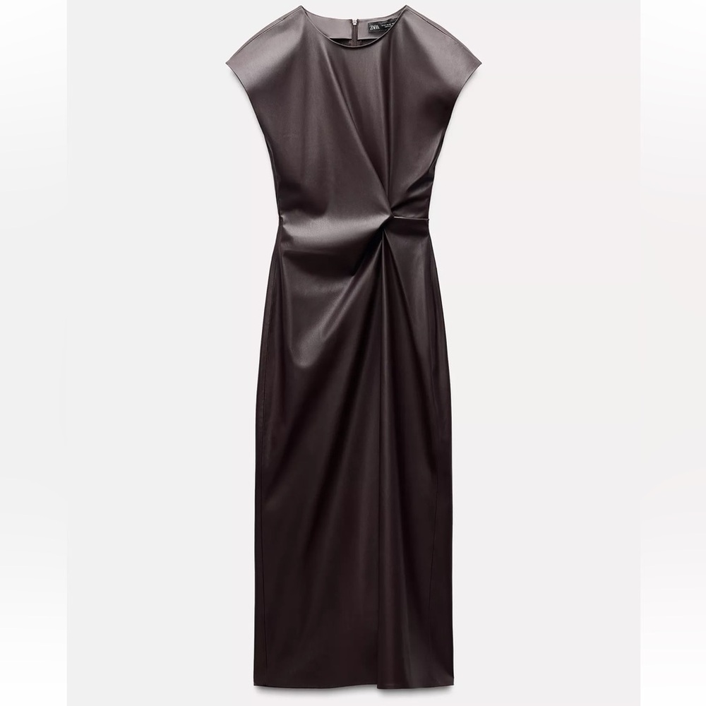 Zara Faux Leather Midi Dress